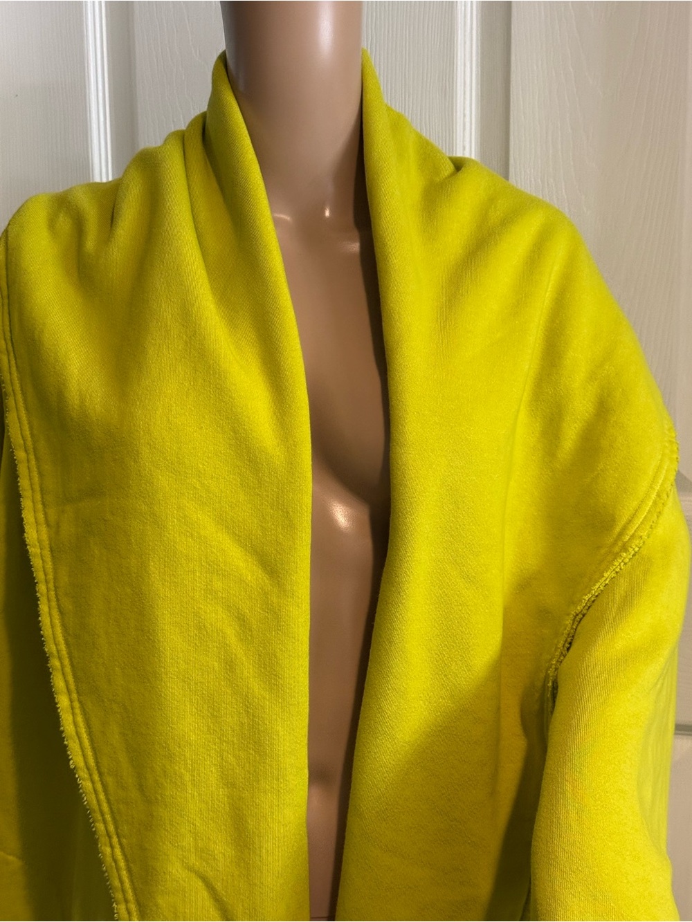 Bryn Walker Long Wrap Coat XL Chartreuse Shawl Collar Bamboo Organic Cotton - Picture 4 of 15